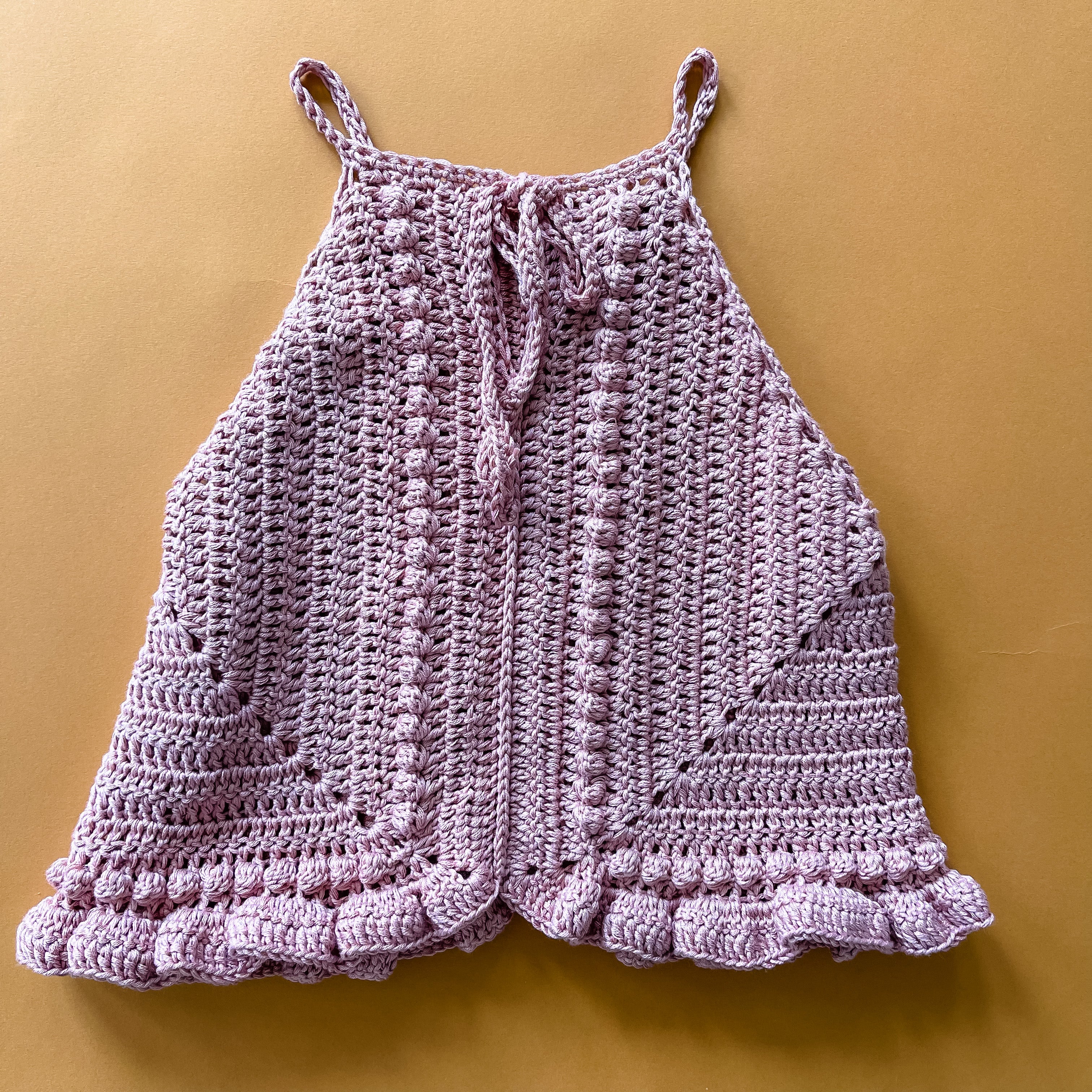 5/6 Pink Crochet Peplum Tank