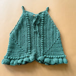 Load image into Gallery viewer, 3/4 Green Crochet Peplum Tank
