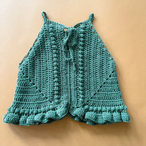 3/4 Green Crochet Peplum Tank