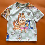 Load image into Gallery viewer, 5/6 Blue &amp; Orange Dog with Mom Tee
