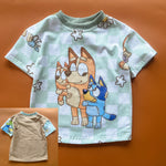 Load image into Gallery viewer, 3/4 Blue &amp; Orange Dog with Mom Tee
