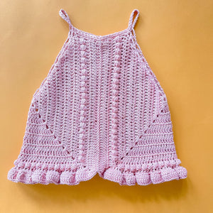 1/2 Pink Crochet Peplum Tank